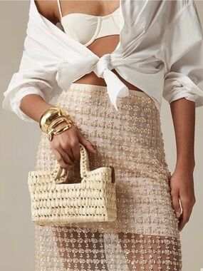 J.Crew small handwoven palm bag